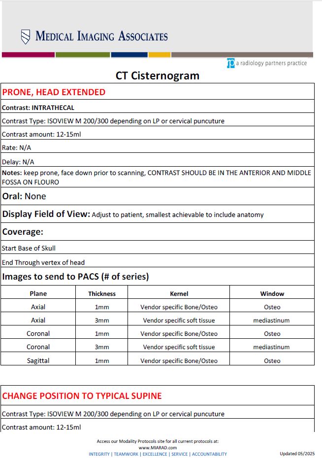 CT Cisternogram 5-2025